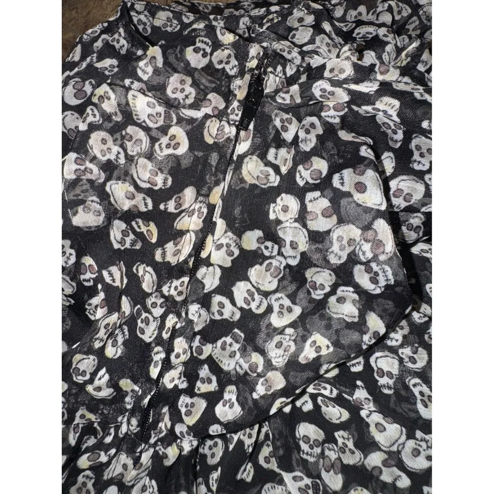 Y2K RARE TRIPP NYC Skull Print Mini Dress Goth‎ Emo Punk Rockabilly Festival XS